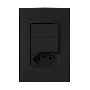 CJ DUPLO SIMPLES + TOMADA 20A 4X2 - PIAL PLUS + PRETO