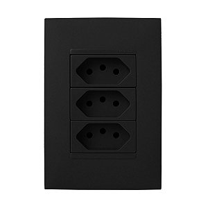 CJ TOMADA TRIPLA 10A 4X2 -PIAL PLUS + PRETO