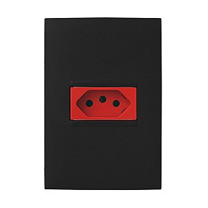 CJ TOMADA 20A VERMELHO HORIZONTAL 4X2 - PIAL PLUS + PRETO