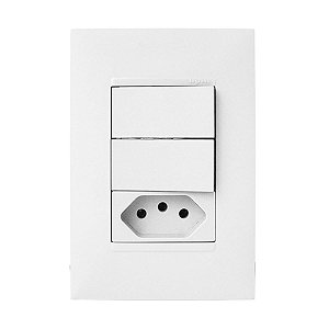 CJ DUPLO SIMPLES + TOMADA 20A 4X2 - PIAL PLUS + BRANCO