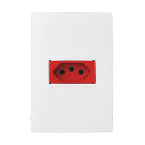 CJ TOMADA 20A VERMELHO HORIZONTAL 4X2 - PIAL PLUS + BRANCO