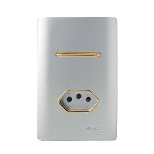 CJ INTERRUPTOR SIMPLES + TOMADA 10A 4X2 - NOVARA PRATA GOLD