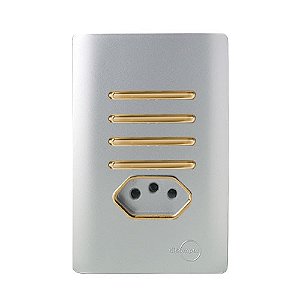 CJ INTERRUPTOR QUADRUPLO 2 SIMPLES + 2 PARALELO + TOMADA 10A 4X2 - NOVARA PRATA GOLD
