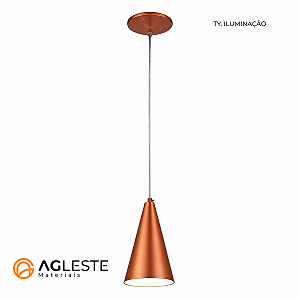 PENDENTE CONE SEM FURO COBRE/BRANCO  - T.Y ILUMINAÇÃO