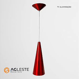 PENDENTE CONE SEM FURO VERMELHO METALICO/BRANCO - T.Y