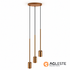 PENDENTE SUSPENSÃO HASTE LONGA 03 LÂM. E27 PRETO/COBRE - T.Y