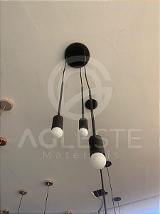 PENDENTE KIT SUSPENSÃO HASTE LONGA 03 LÂM.E27 PRETO - T.Y