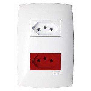 Tomada Dupla 20A (Branca + Vermelha) Separada 4x2 – BLUX HOME – B.Lux