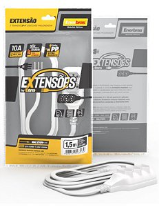 EXTENSÃO 3 TOMADAS 2P+T 10A 1,5METROS BRANCO BIVOLT ENERBRAS