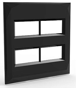 PLACA P/ 4 MODULOS SEPARADOS COM SUPORTE 4X4 - DOHA PRETO