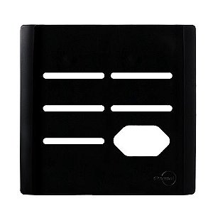 PLACA P/ 5 INTERRUPTORES + TOMADA 4X4 - DICOMPEL NOVARA PRETO BRILHANTE