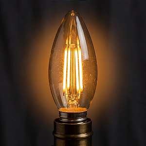 Lampada Vela Filamento E27 G35 Ambar 4w- Aaatop Âmbar