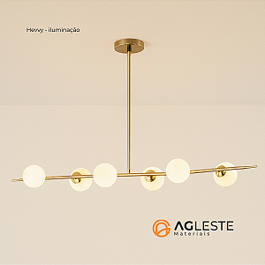 PENDENTE DE TETO LOUISE H6XG9 6 LAMPADAS - HEVVY
