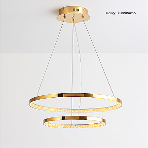 PENDENTE LED MILANO GOLD COM 2 ANÉIS - HEVVY