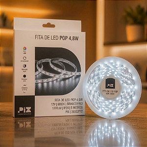 FITA DE LED POP 4,8W 12V 6000K 1200LM IP20 5M - PIX - 36503712