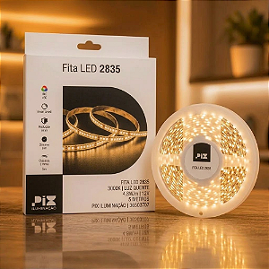 FITA LED 2835 3000K 4,8W/M 12V 5 METROS - PIX ILUMINAÇÃO - 36503707