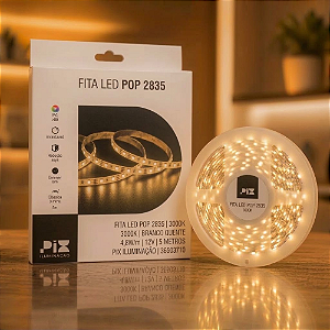 FITA LED POP 2835 3000K 4,8W/M 12V 5 METROS - PIX ILUMINAÇÃO - 36503710