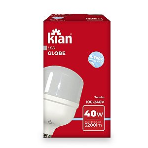 LAMPADA LED GLOBE 40W 6500K BRANCO FRIO BIVOLT E27 - KIAN