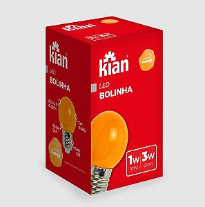 LAMPADA LED BOLINHA 1W 127V / 3W 220V LARANJA BIVOLT - KIAN