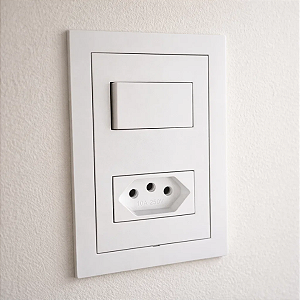 CJ INTERRUPTOR SIMPLES + TOMADA 10A 4X2 - DICOMPEL EKRON BRANCO
