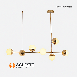 PENDENTE KEPNER 7 LAMPADAS GOLD G9 - HEVVY