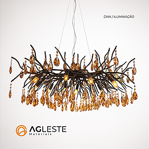 LUSTRE BRANCH (GALHO NEGRO) - 100CM - DNA ILUMINAÇÃO