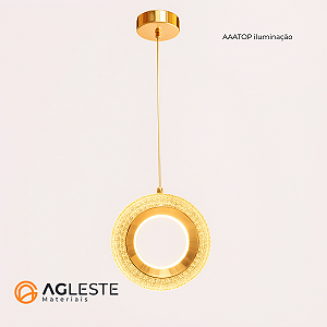 PENDENTE CERCHIO DOURADO 3 CORES 3000k/ 4000k/ 6000k 7W  - CIRCULO