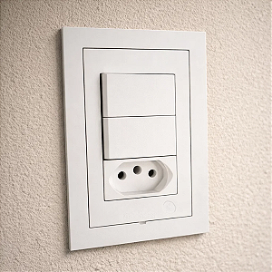 CJ INTERRUPTOR DUPLO SIMPLES + TOMADA 10A 4X2 - DICOMPEL EKRON BRANCO - EK-30000/17