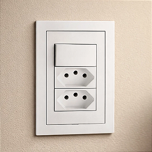 CJ INTERRUPTOR SIMPLES + 2 TOMADAS 10A 4X2 - DICOMPEL EKRON BRANCO - EK-30000/59