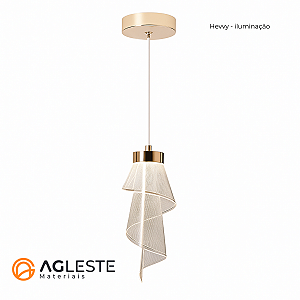 PENDENTE VOILE DOURADO 3 CORES QUENTE/ NEUTRO/ FRIO 7W