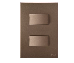 CJ INTERRUPTOR DUPLO PARALELO SEPARADOS COM SUPORTE 4X2 - RECTA COBRE CORTEN SATIN FOSCO - BRS16309-0CC