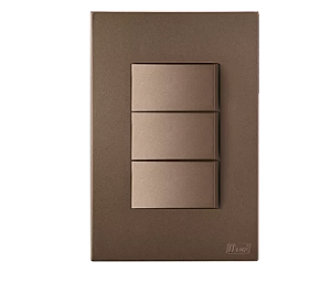 CJ INTERRUPTOR TRIPLO (1 SIMPLES + 2 PARALELO) COM SUPORTE 4X2 - RECTA COBRE CORTEN SATIN FOSCO - BRS16314-7CC