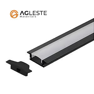 Perfil Slim de Alumínio Embutir com Aba 20mm x 10mm – Preto – 1 Metro