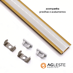 (B3) Perfil Slim Embutir 24mm Dourado 1m – Agimports