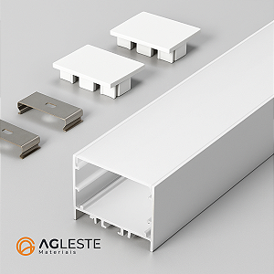 PERFIL SOBREPOR 40MM X 20MM, BRANCO COM DIFUSOR BRANCO 1 METRO - XIAO IMPORTS