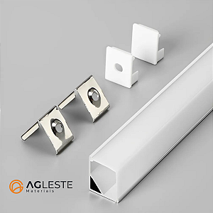 PERFIL LINEAR CANTO SOBREPOR BRANCO COM DIFUSOR BRANCO 16X16 1M  - XIAOIMPORTS
