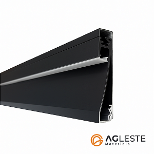 Perfil de Sobrepor Rodapé 60x16mm Preto – Canaleta para Fita LED