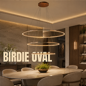 PENDENTE BIRDIE OVAL ROSE GOLD D100CM A1CM 3XLED 45W 3000K LIMITED - KW004EL - BELLA