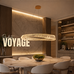 Lustre Pendente Voyager 80cm Dourado e Champanhe 46W 3000K Hevvy – SL-0581/H1-80 GD+CHP