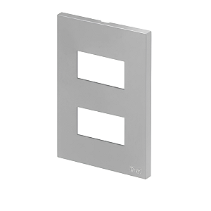 PLACA P/ 2 MODULOS SEPARADOS COM SUPORTE 4X2 - RECTA PRATA SATIN FOSCO