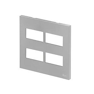 PLACA P/ 4 MODULOS SEPARADOS COM SUPORTE 4X4 - RECTA PRATA SATIN FOSCO - BRS12465-6PR.