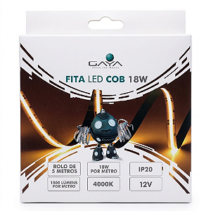 FITA LED COB 18W 4000K 12V 5MT 1800 LUMENS/M 300 L/M IP20 - GAYA