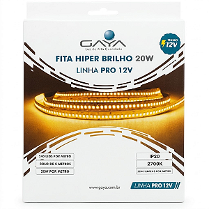 FITA DE LED HIPER BRILHO 20W/M 2200LM/M 2700K IP20 12V - GAYA
