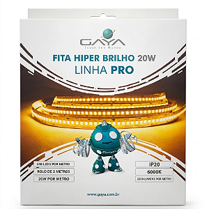 FITA DE LED HIPER BRILHO 20W/M 2200LM/M 6000K IP20 12V - GAYA