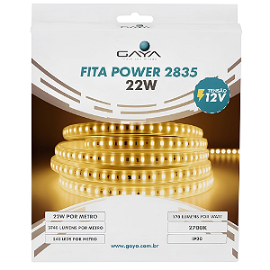 FITA DE LED POWER 22W 5M 2700K IP20 12V 3740LM IRC90 - GAYA