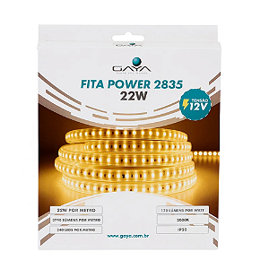 FITA DE LED POWER 22W 5M 3000K IP20 12V 3740LM IRC90 - GAYA