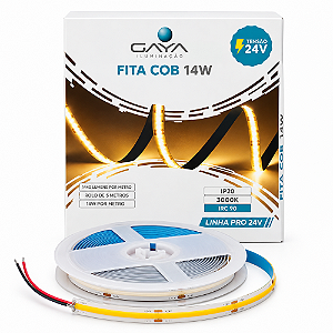 FITA DE LED COB 14W/M 3000K BRANCO FRIO 24V 5 METROS 1400 LÚMENS/M IP20 IRC90 PRO - GAYA - GY7733