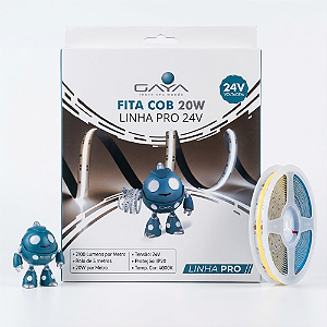 FITA DE LED COB 20W/M 4000K BRANCO NEUTRO IP20 24V IRC90 5 MT PRO - GAYA