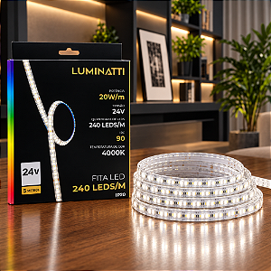 FITA DE LED 240LEDS 100W 20W/M SMD 24V 5M IRC90 4000K IP20 - LUMINATTI - LM3504
