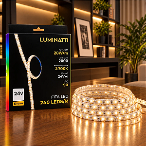 FITA DE LED 240LEDS 100W 20W/M SMD 24V 5M IRC90 2700K IP20 DIMERIZAVEL - LUMINATTI - LM3500